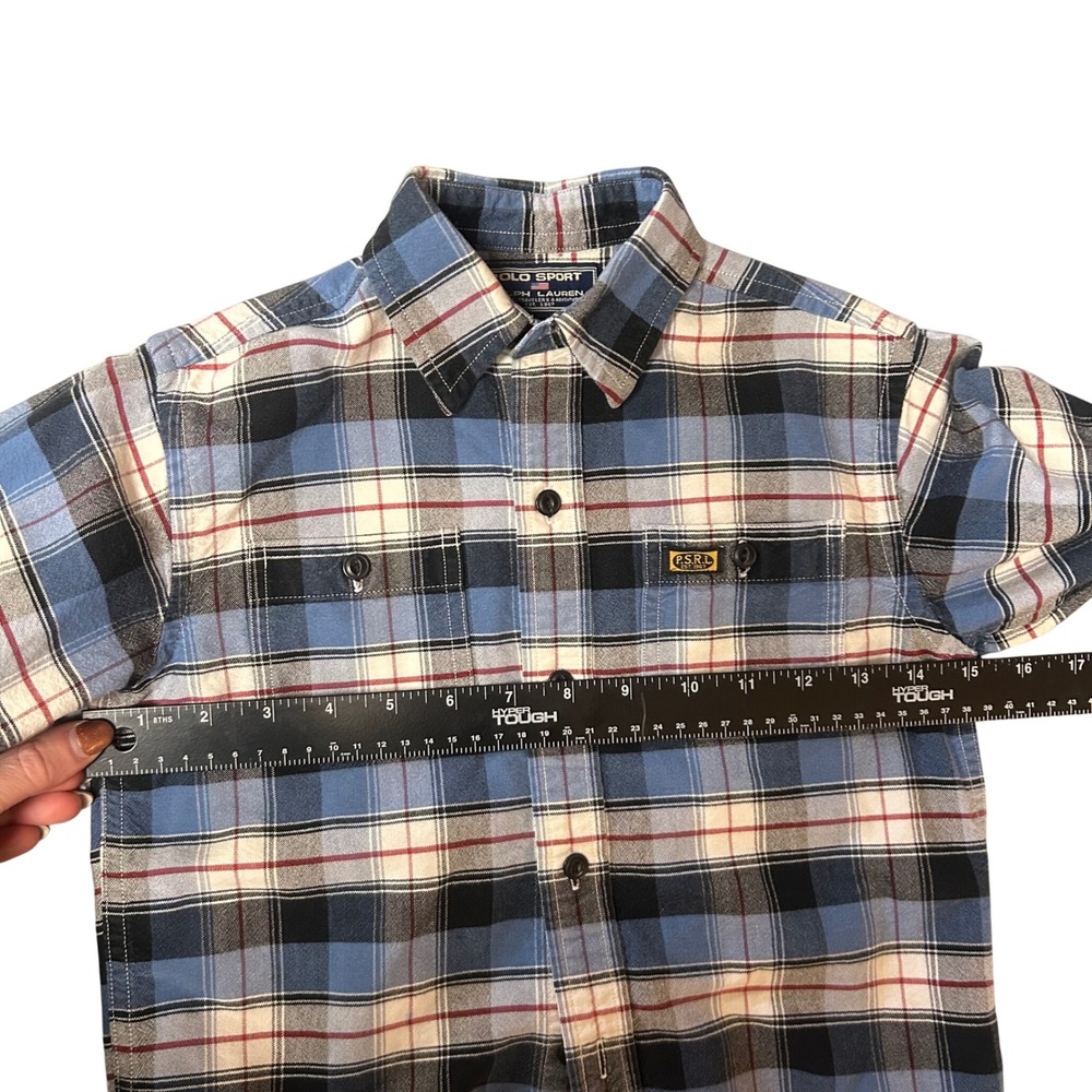 Polo Sport Ralph Lauren Boys Plaid Flannel Shirt PSRL Patch Size 6 Vintage Y2K - Picture 5 of 7